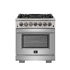 Forno Capriasca 30-Inch, Stainless Steel Freestanding Dual Fuel Range with 4 Burners - FFSGS6187-30