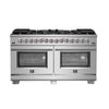 Forno Capriasca 60-Inch, Stainless Steel Freestanding Dual Fuel Range with 10 Burners and Double Ovens - FFSGS6187-60