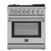 Forno Lazio 30-Inch, Stainless Steel Freestanding Dual Fuel Range, 5 Burners, True Convection Oven - FFSGS6196-30
