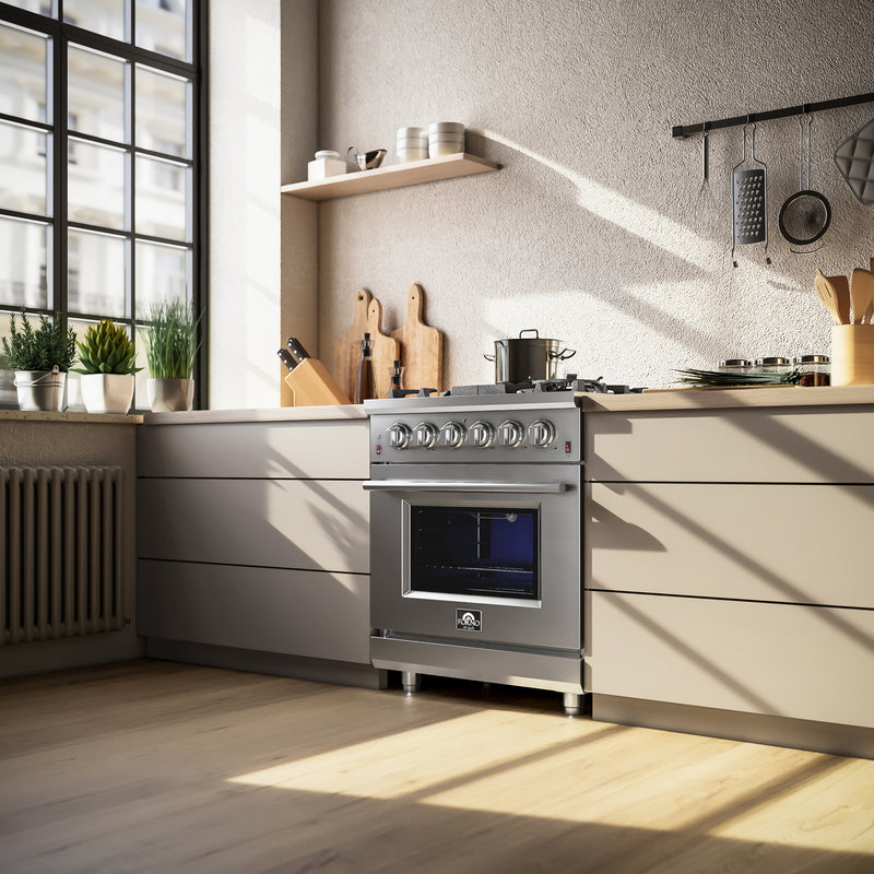 Load image into Gallery viewer, Forno Massimo 30-Inch Freestanding Gas Range, 4 Burners, True Convection Oven
