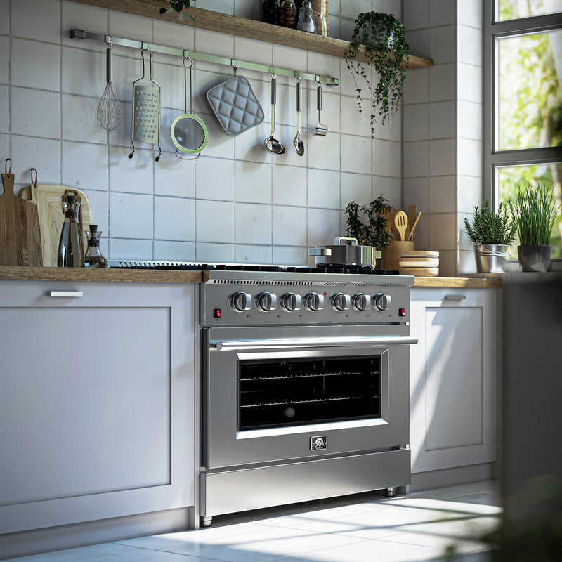 Load image into Gallery viewer, Forno Galiano 36-Inch Freestanding Gas Range, Stainless Steel, 6 Burners, Energy Efficient
