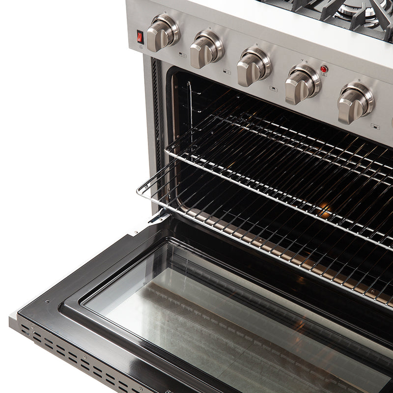 Load image into Gallery viewer, Forno Galiano 36-Inch Freestanding Gas Range, Stainless Steel, 6 Burners, Energy Efficient

