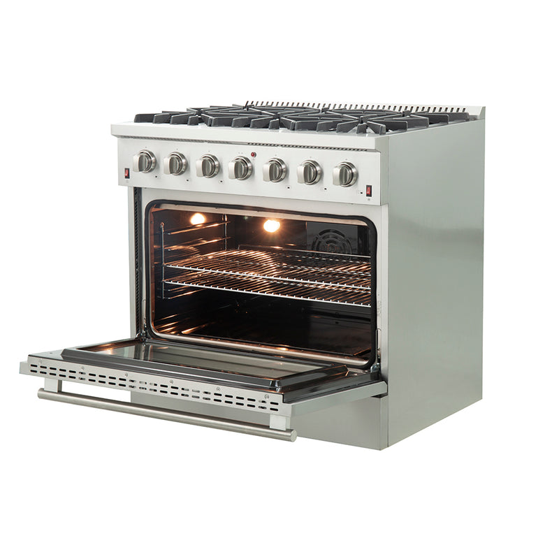 Load image into Gallery viewer, Forno Galiano 36-Inch Freestanding Gas Range, Stainless Steel, 6 Burners, Energy Efficient
