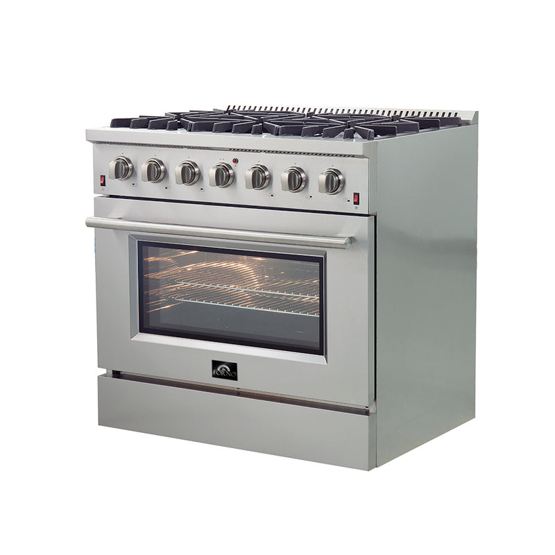 Load image into Gallery viewer, Forno Galiano 36-Inch Freestanding Gas Range, Stainless Steel, 6 Burners, Energy Efficient
