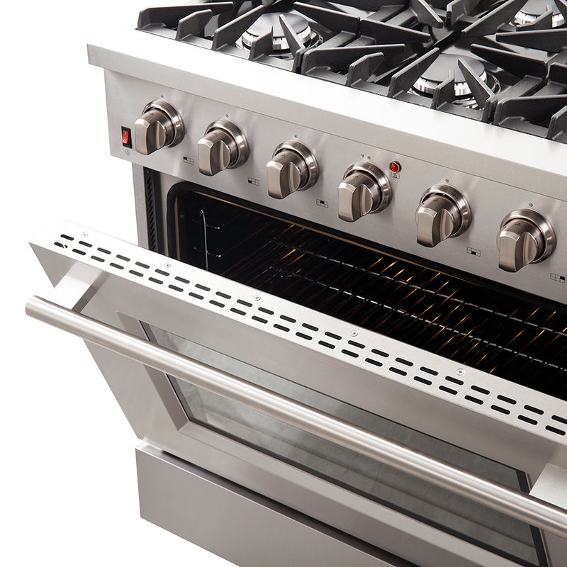 Load image into Gallery viewer, Forno Galiano 36-Inch Freestanding Gas Range, Stainless Steel, 6 Burners, Energy Efficient
