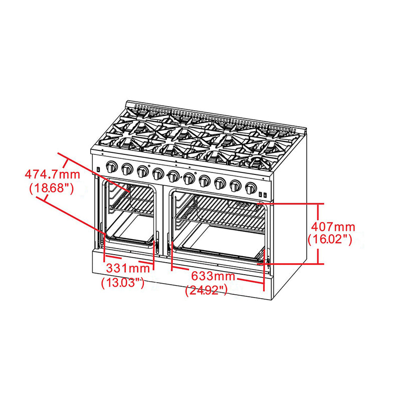 Load image into Gallery viewer, Forno Galiano 48-Inch Freestanding Gas Range, Stainless Steel, 8 Burners, 107,000 BTU, Griddle, Double Ovens, Energy Efficient
