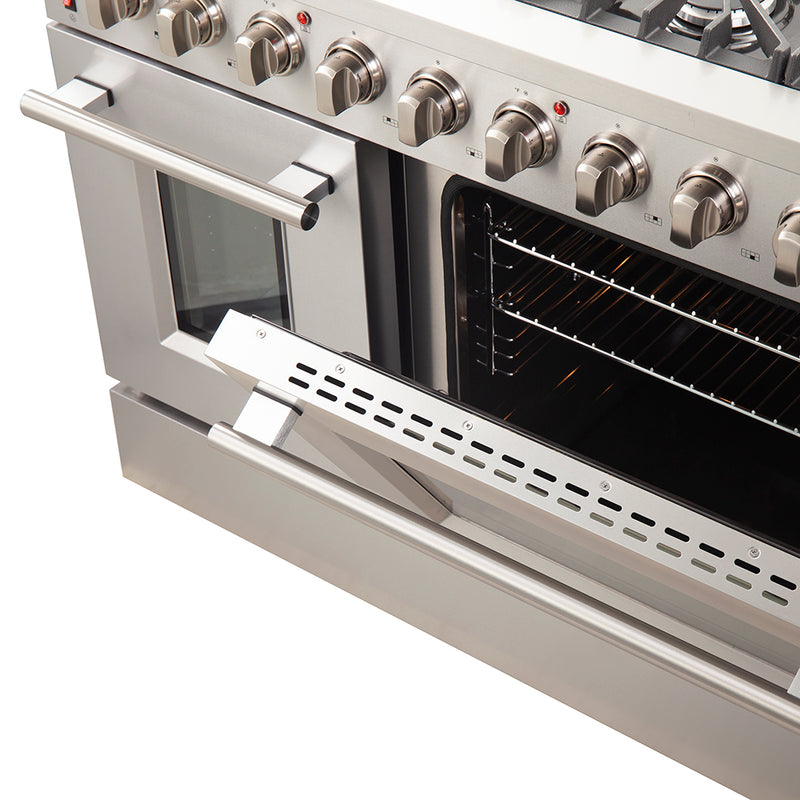 Load image into Gallery viewer, Forno Galiano 48-Inch Freestanding Gas Range, Stainless Steel, 8 Burners, 107,000 BTU, Griddle, Double Ovens, Energy Efficient
