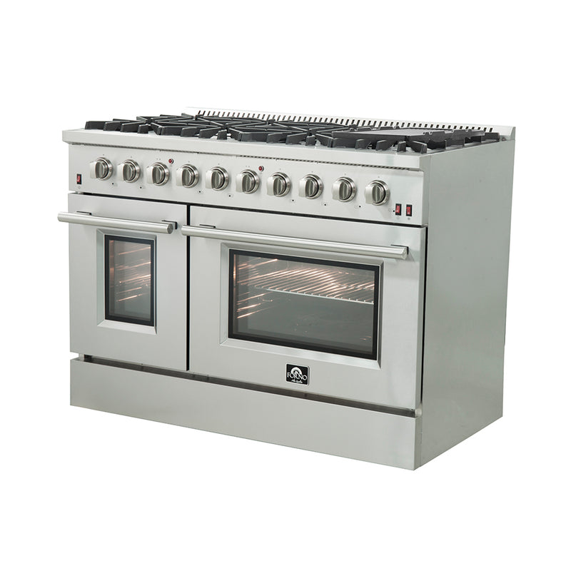 Load image into Gallery viewer, FORNO Premium 2-Piece Kitchen Bundle - Galiano 48&quot; Gas Range, 60&quot; Side-by-Side Refrigerator - FBDL-005-01CAUS
