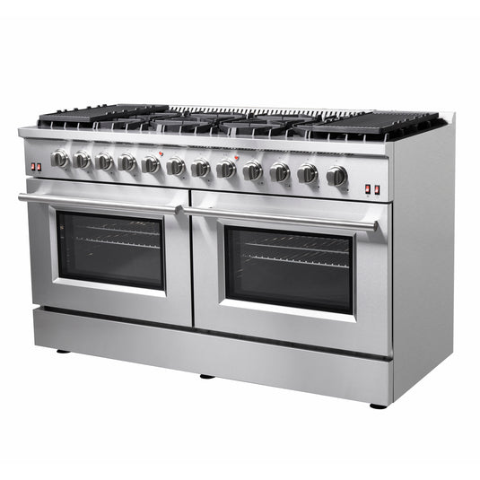 Forno Galiano 60-Inch Freestanding Gas Range, 10 Burners, Double Ovens, Griddle, Energy Efficient