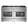 Forno Galiano 60-Inch, Stainless Steel Freestanding Gas Range with 10 Burners, Double Ovens and Griddle - FFSGS6244-60