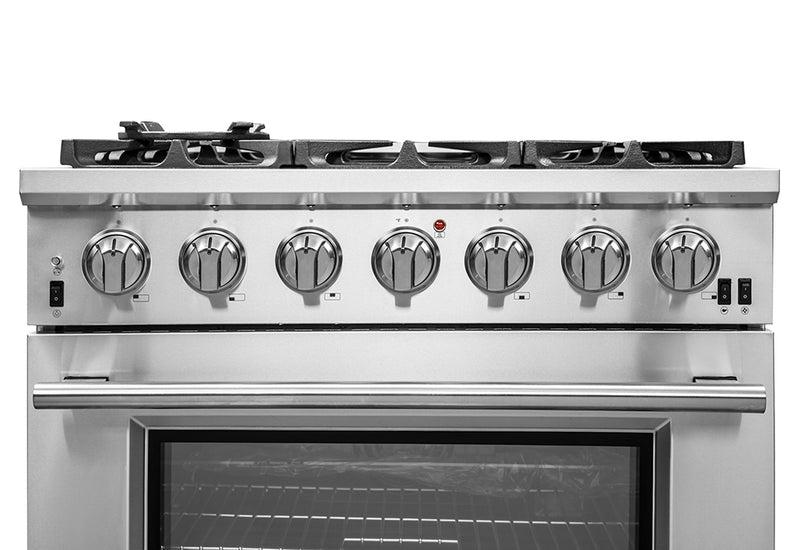 Load image into Gallery viewer, Forno Capriasca 36-Inch Gas Range, Stainless Steel, 6 Brass Burners, 120,000 BTU, Convection Oven, Energy Efficient
