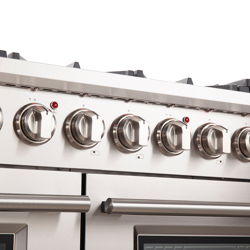 Load image into Gallery viewer, FORNO Capriasca 48-inch Gas Range Stainless Steel, 8 Brass Burners 160,000 BTU, 6.58 cu.ft. Double Oven
