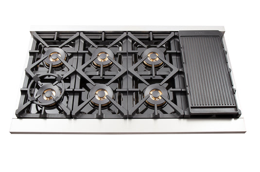 Forno Capriasca 48-inch, Blue Gas Range with 8 Brass Burners and Double Ovens - FFSGS6260-48BLU