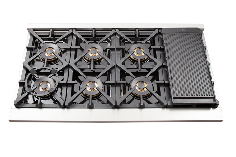 Load image into Gallery viewer, FORNO Capriasca 48-inch Gas Range Stainless Steel, 8 Brass Burners 160,000 BTU, 6.58 cu.ft. Double Oven
