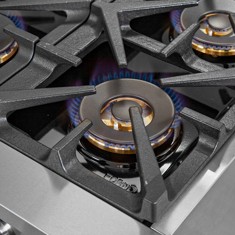 Load image into Gallery viewer, Forno Capriasca 36-Inch Gas Range, Stainless Steel, 6 Brass Burners, 120,000 BTU, Convection Oven, Energy Efficient
