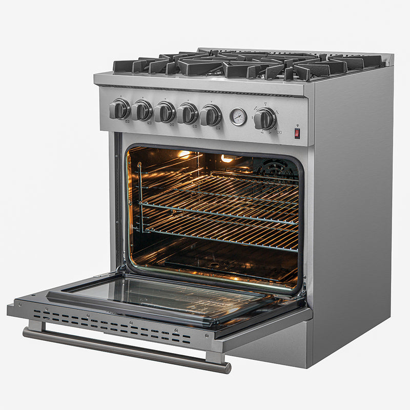 Load image into Gallery viewer, FORNO Giovanni 30-inch Gas Range Stainless Steel, 5 Burners 67,000 BTU, 4.32 cu.ft. Convection Oven
