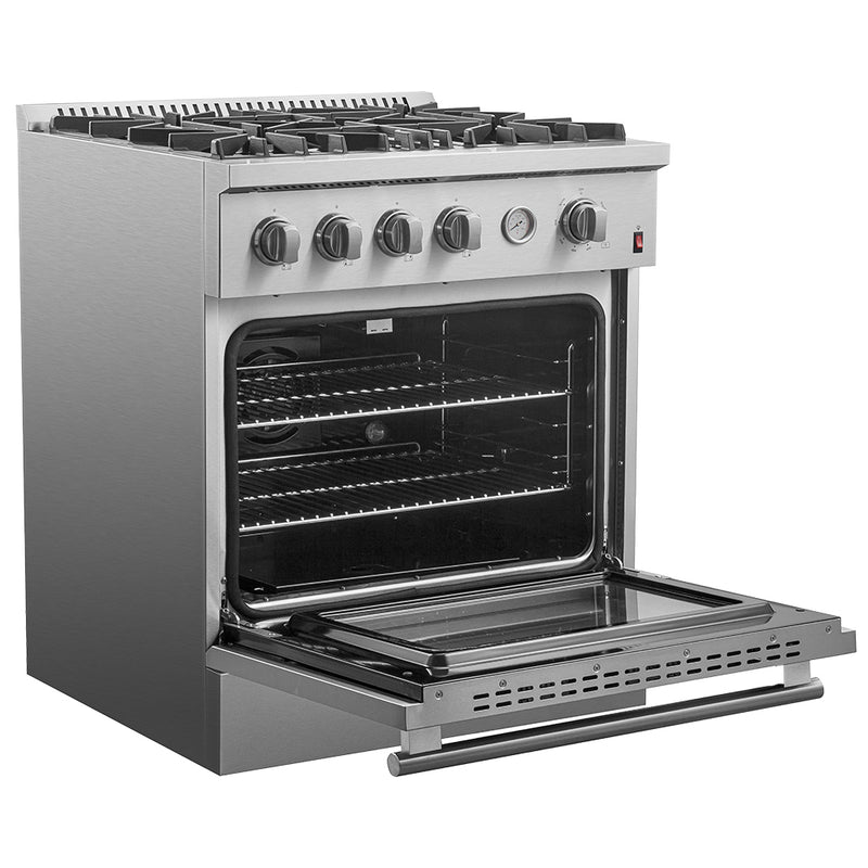 Load image into Gallery viewer, FORNO Premium 2-Piece Kitchen Bundle -Marco 30-inch Gas Range Stainless Steel, Forno Salerno 36" Side by Side Stainless Steel Refrigerator 20 cu.ft - FBDL-021-03CAUS
