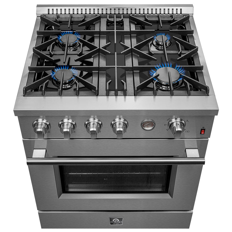 Load image into Gallery viewer, FORNO Premium 2-Piece Kitchen Bundle -Marco 30-inch Gas Range Stainless Steel, Forno Salerno 36" Side by Side Stainless Steel Refrigerator 20 cu.ft - FBDL-021-03CAUS
