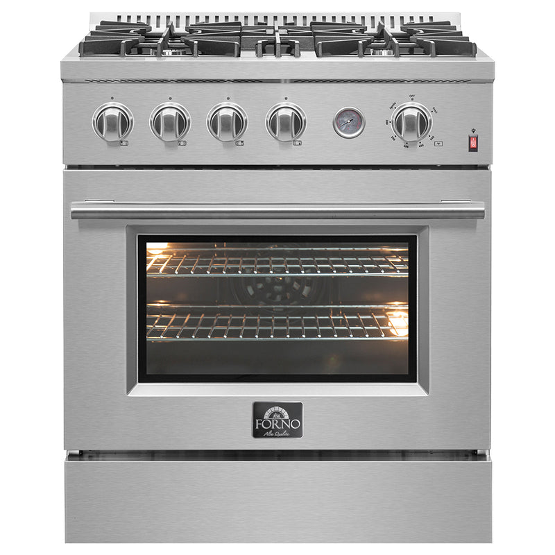 Load image into Gallery viewer, FORNO Premium 2-Piece Kitchen Bundle -Marco 30-inch Gas Range Stainless Steel, Forno Salerno 36" Side by Side Stainless Steel Refrigerator 20 cu.ft - FBDL-021-03CAUS
