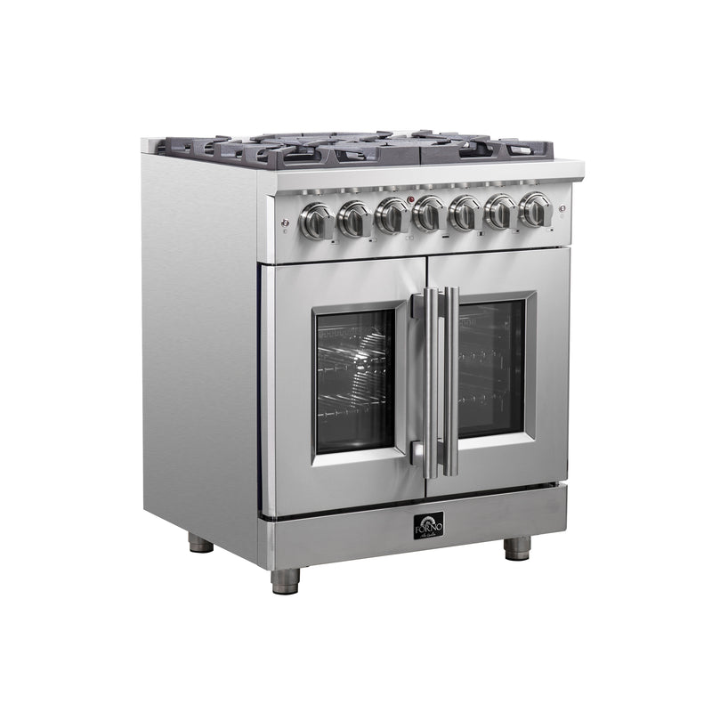 Load image into Gallery viewer, Forno Massimo 30-Inch Freestanding French Door Dual Fuel Range, 4 Burners, True Convection Oven
