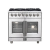 Forno Massimo 36-Inch, Stainless Steel Freestanding French Door Dual Fuel Range with 6 Burners - FFSGS6325-36