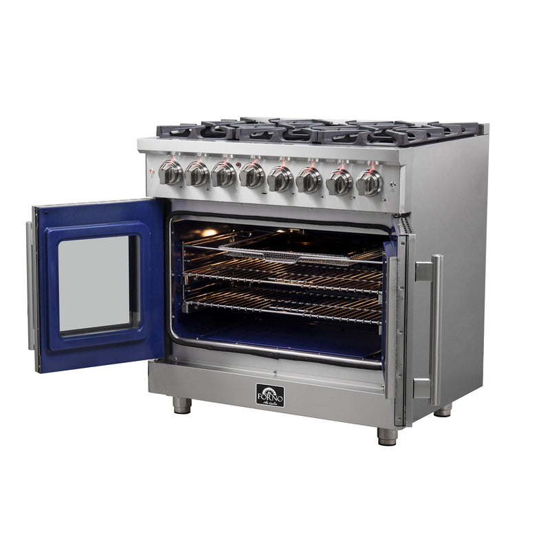 Load image into Gallery viewer, Forno Massimo 36-Inch Freestanding French Door Dual Fuel Range, 6 Burners, True Convection Oven
