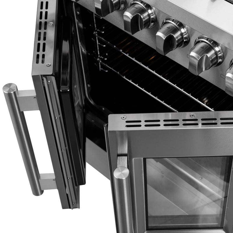Load image into Gallery viewer, Forno Galiano 30-inch French Door Dual Fuel Range All Stainless Steel, 5 Sealed Burners 68,000 BTU, 4.32 cu.ft. True Convection Oven
