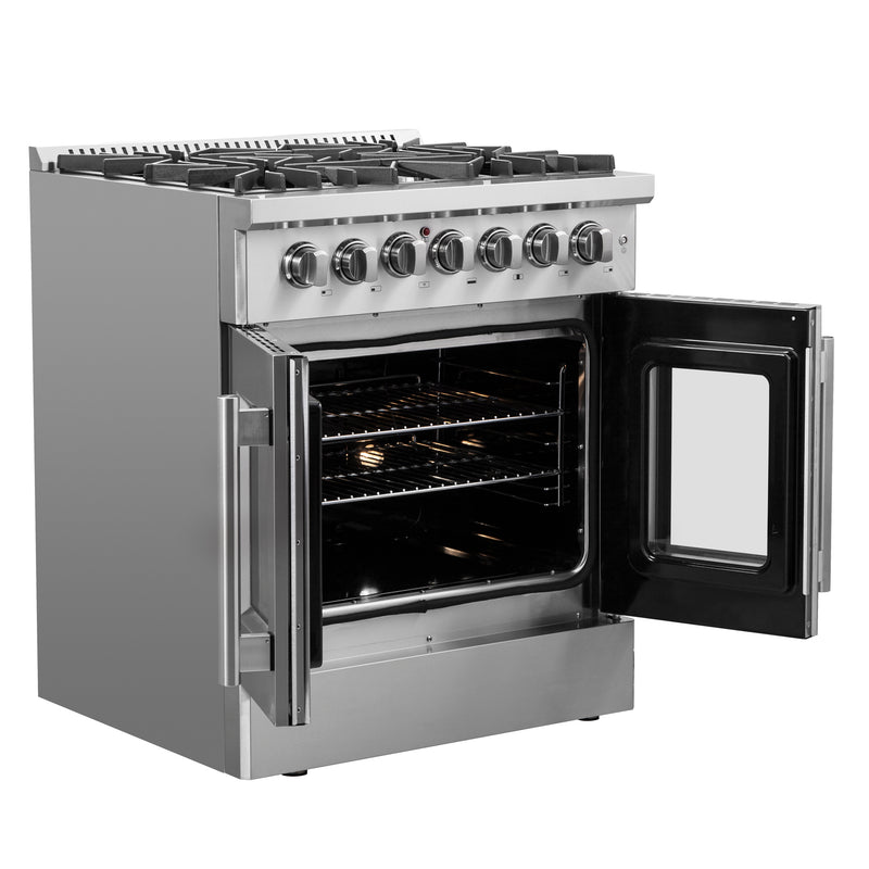 Load image into Gallery viewer, Forno Galiano 30-inch French Door Dual Fuel Range All Stainless Steel, 5 Sealed Burners 68,000 BTU, 4.32 cu.ft. True Convection Oven

