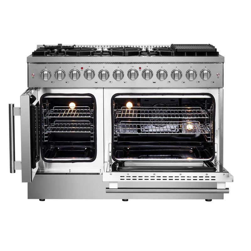 Load image into Gallery viewer, FORNO Galiano 48-Inch French Door Dual Fuel Range All Stainless Steel, 8 Sealed Burners, 107,000 BTU, Griddle, 6.58 cu.ft. Double Ovens

