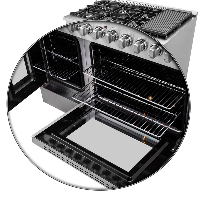 Load image into Gallery viewer, FORNO Galiano 48-Inch French Door Dual Fuel Range All Stainless Steel, 8 Sealed Burners, 107,000 BTU, Griddle, 6.58 cu.ft. Double Ovens
