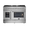 Forno Galiano 48-Inch, Stainless Steel French Door Dual Fuel Range with 8 Sealed Burners, Griddle, and Double Ovens - FFSGS6356-48