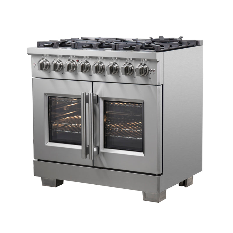 Load image into Gallery viewer, Forno Capriasca 36-Inch Freestanding French Door Dual Fuel Range, 6 Burners, True Convection Oven
