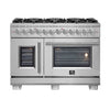Forno Capriasca 48-Inch, Stainless Steel Freestanding French Door Dual Fuel Range with 8 Burners - FFSGS6387-48