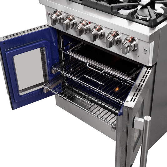 Forno Massimo 30-Inch Freestanding French Door Gas Range, 4 Burners, Convection Oven, Energy Efficient