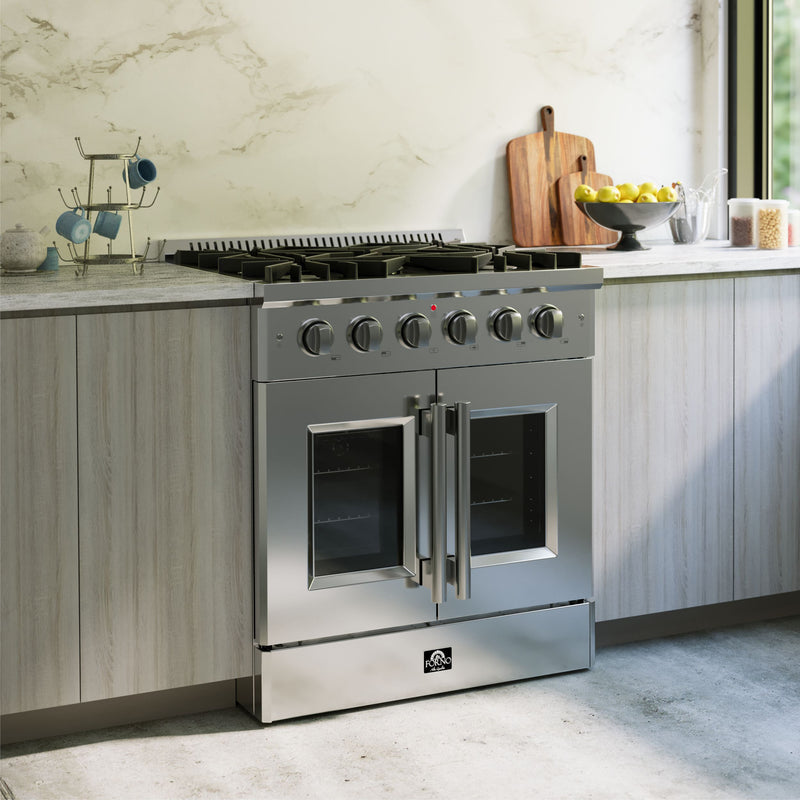 Load image into Gallery viewer, Forno Galiano 30-Inch Freestanding French Door Gas Range, 4 Burners, Convection Oven, Energy Efficient
