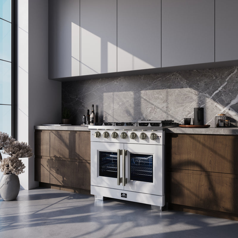 Load image into Gallery viewer, Forno Capriasca 36-Inch, White Freestanding French Door Gas Range with 6 Burners - FFSGS6460-36WHT
