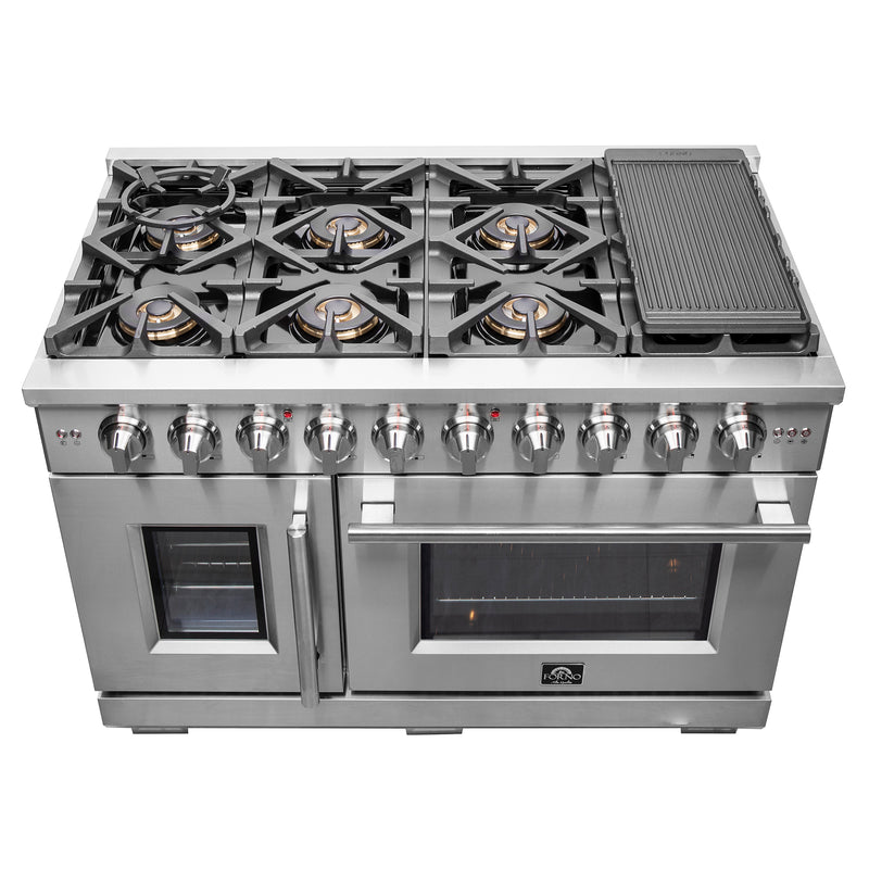 Load image into Gallery viewer, Forno Capriasca 48-Inch Freestanding French Door Gas Range, 8 Burners, Convection Oven, Energy Efficient

