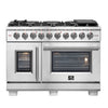 Forno Capriasca 48-Inch, Stainless Steel Freestanding French Door Gas Range with 8 Burners - FFSGS6460-48