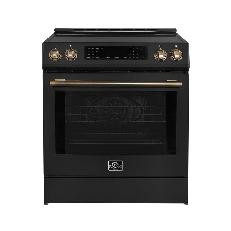 Load image into Gallery viewer, Forno Donatello Espresso 30-Inch Slide-In Black Induction Range, Convection Oven, 5 Cooking Zones, Touch Control Panel
