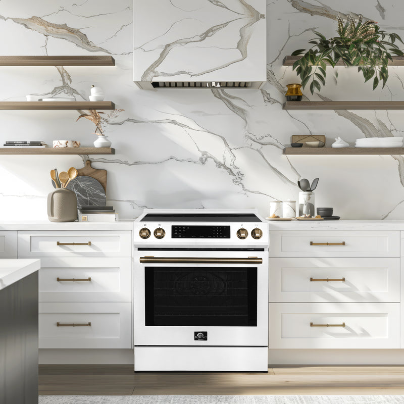 Load image into Gallery viewer, Forno Donatello Espresso 30-Inch Slide-In White Induction Range, Convection Oven, 5 Cooking Zones, Touch Control Panel
