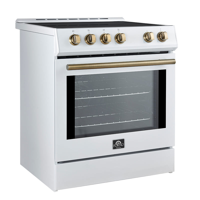 Load image into Gallery viewer, Forno Leonardo Espresso 30-Inch Slide-In White Induction Range, Convection Oven, 5 Cooking Zones, Touch Control Panel
