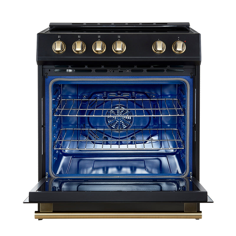 Load image into Gallery viewer, Forno Leonardo Espresso 30-Inch Slide-In Black Induction Range, Convection Oven, 5 Cooking Zones, Touch Control Panel
