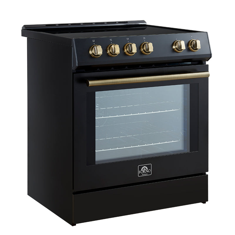 Load image into Gallery viewer, Forno Leonardo Espresso 30-Inch Slide-In Black Induction Range, Convection Oven, 5 Cooking Zones, Touch Control Panel
