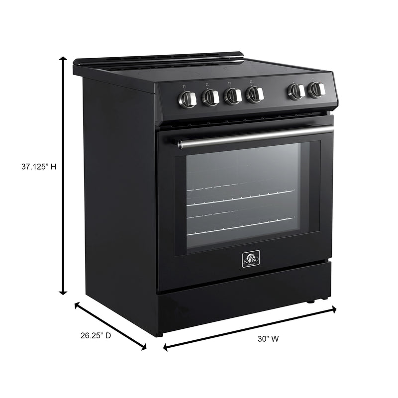 Load image into Gallery viewer, Forno Leonardo Espresso 30-Inch Slide-In Black Induction Range, Convection Oven, 5 Cooking Zones, Touch Control Panel
