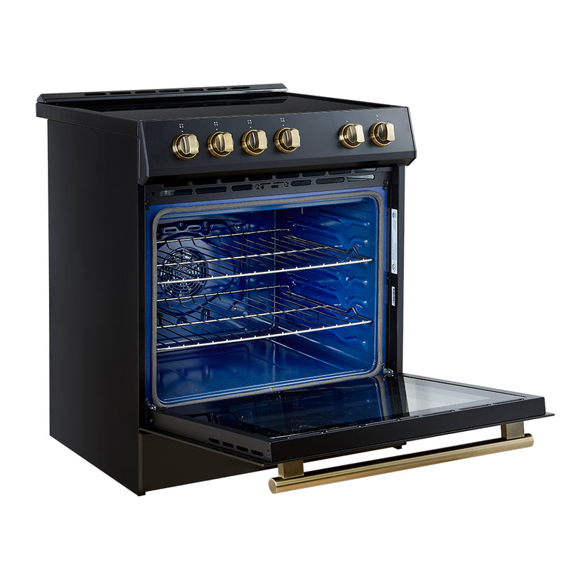 Load image into Gallery viewer, Forno Leonardo Espresso 30-Inch Slide-In Black Induction Range, Convection Oven, 5 Cooking Zones, Touch Control Panel
