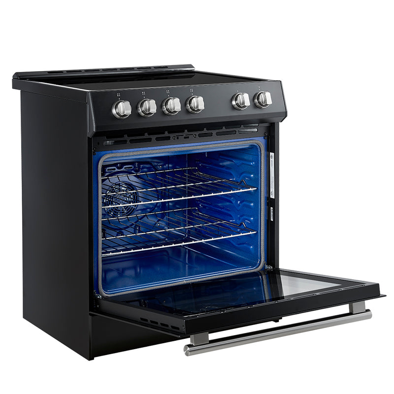 Load image into Gallery viewer, Forno Leonardo Espresso 30-Inch Slide-In Black Induction Range, Convection Oven, 5 Cooking Zones, Touch Control Panel
