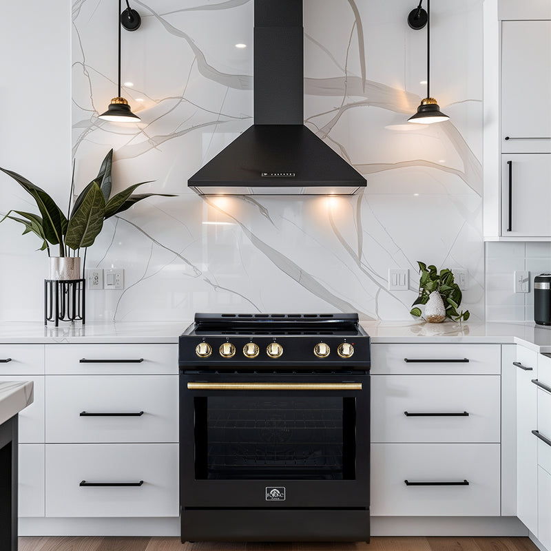 Load image into Gallery viewer, Forno Leonardo Espresso 30-Inch Slide-In Black Induction Range, Convection Oven, 5 Cooking Zones, Touch Control Panel
