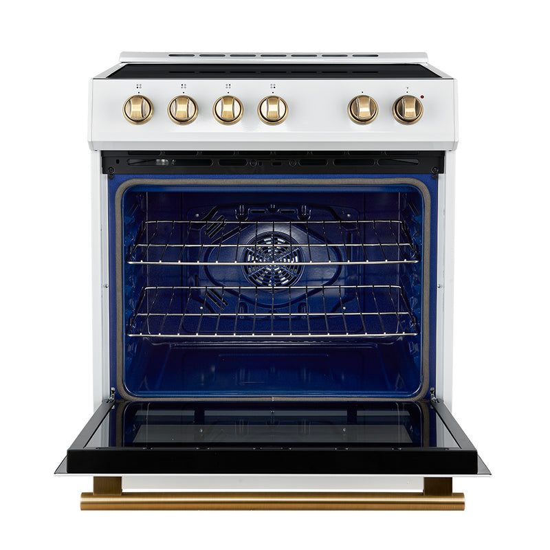 Load image into Gallery viewer, Forno Leonardo Espresso 30-Inch Slide-In White Induction Range, Convection Oven, 5 Cooking Zones, Touch Control Panel
