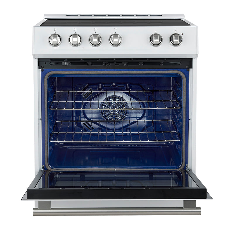 Load image into Gallery viewer, Forno Leonardo Espresso 30-Inch Slide-In White Induction Range, Convection Oven, 5 Cooking Zones, Touch Control Panel
