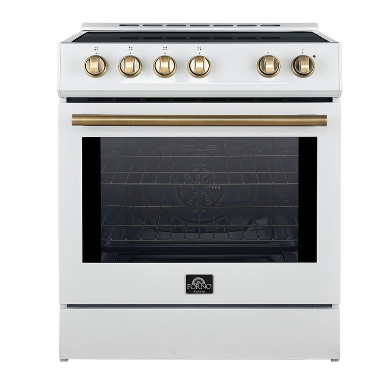 Load image into Gallery viewer, Forno Leonardo Espresso 30-Inch Slide-In White Induction Range, Convection Oven, 5 Cooking Zones, Touch Control Panel
